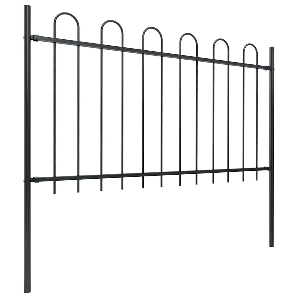 vidaXL Garden Fence with Arch Steel 537 x 100 cm Black