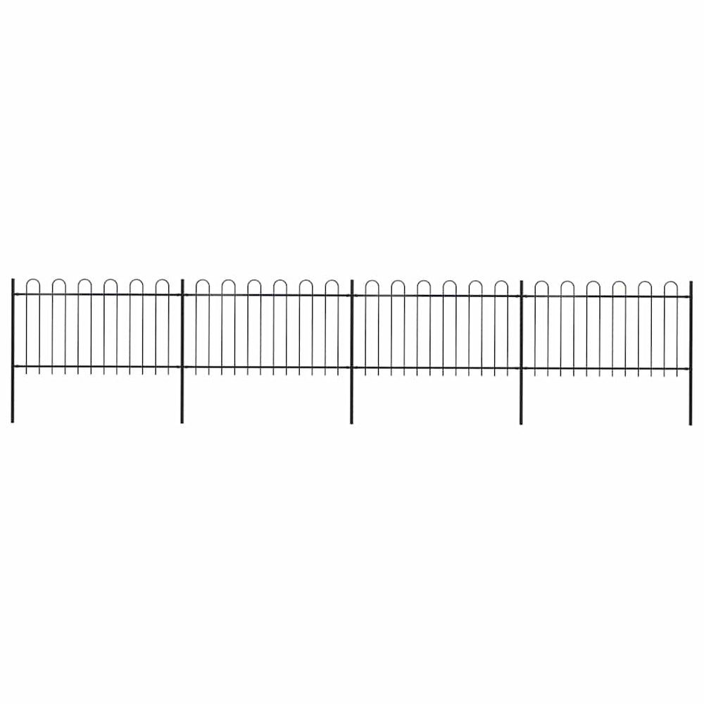 vidaXL Garden Fence with Arch Steel 714.5 x 100 cm Black