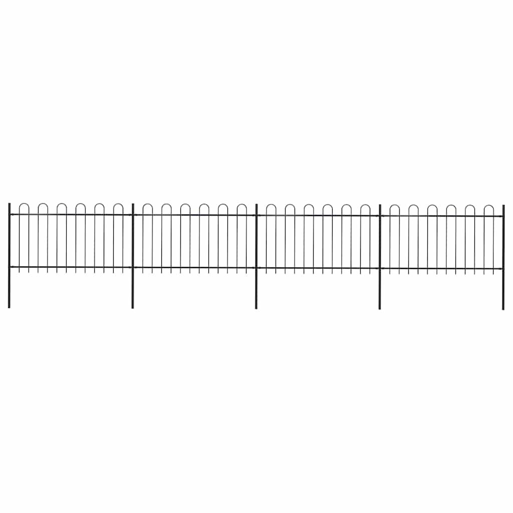 vidaXL Garden Fence with Arch Steel 714.5 x 100 cm Black