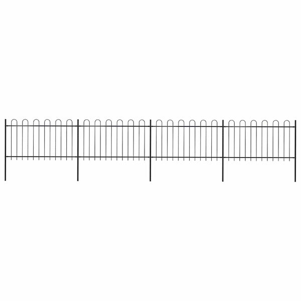 vidaXL Garden Fence with Arch Steel 714.5 x 100 cm Black