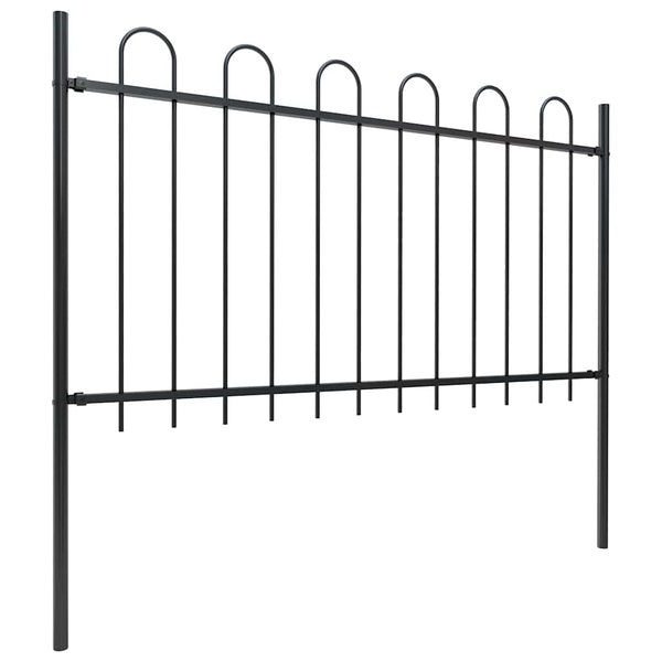 vidaXL Garden Fence with Arch Steel 714.5 x 100 cm Black