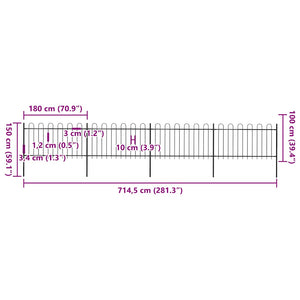 vidaXL Garden Fence with Arch Steel 714.5 x 100 cm Black