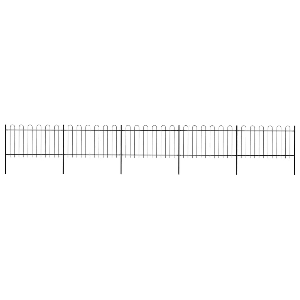 vidaXL Garden Fence with Round Arch Steel 892.5 x 100 cm Black
