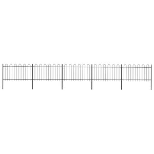 vidaXL Garden Fence with Round Arch Steel 892.5 x 100 cm Black