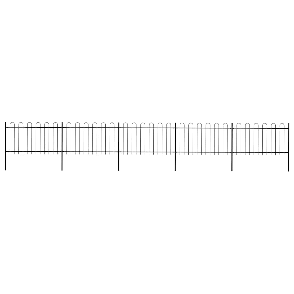 vidaXL Garden Fence with Round Arch Steel 892.5 x 100 cm Black