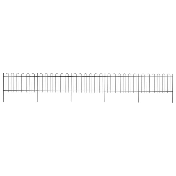 vidaXL Garden Fence with Round Arch Steel 892.5 x 100 cm Black