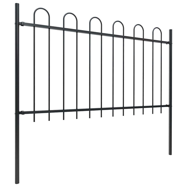 vidaXL Garden Fence with Arch Steel 1070 x 100 cm Black
