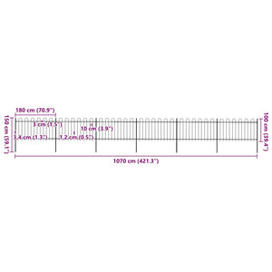 vidaXL Garden Fence with Arch Steel 1070 x 100 cm Black