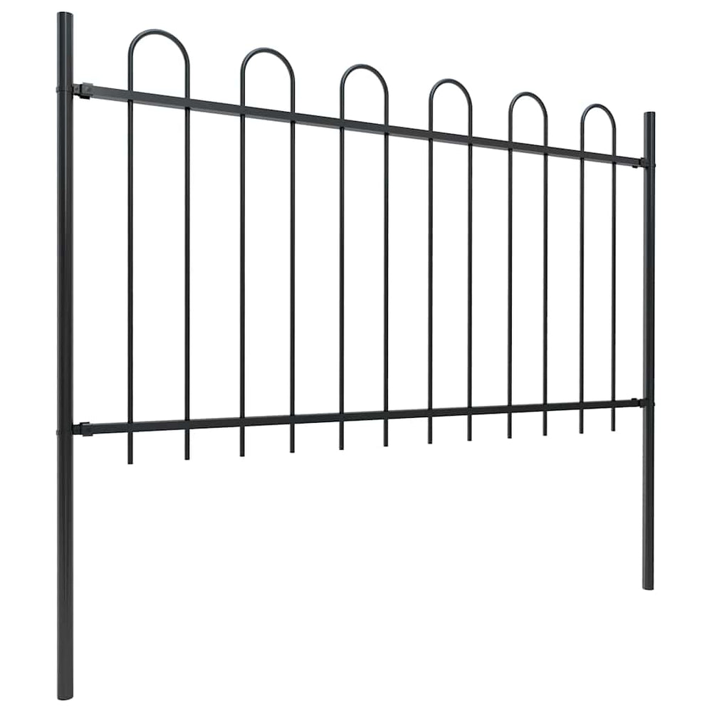 vidaXL Garden Fence with Arch Steel 1248 x 100 cm Black