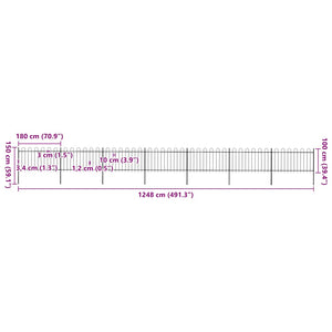 vidaXL Garden Fence with Arch Steel 1248 x 100 cm Black