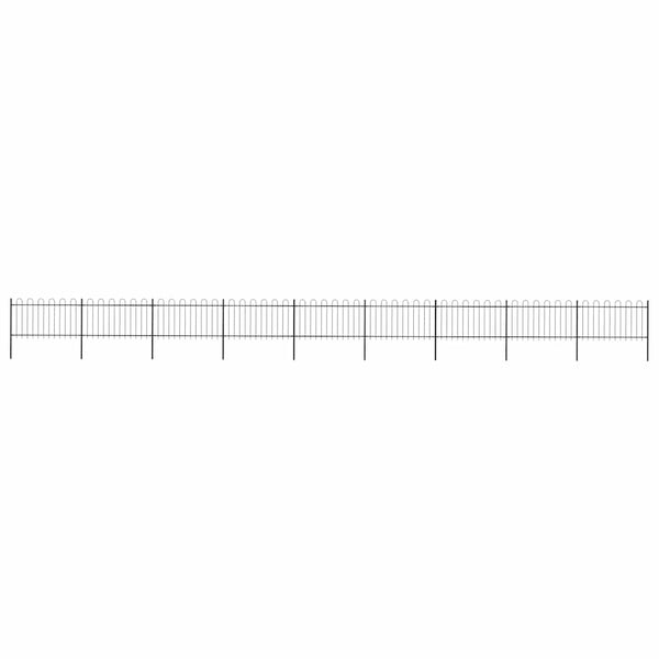 vidaXL Garden Fence with Round Arch Steel 1603.5 x 100 cm Black