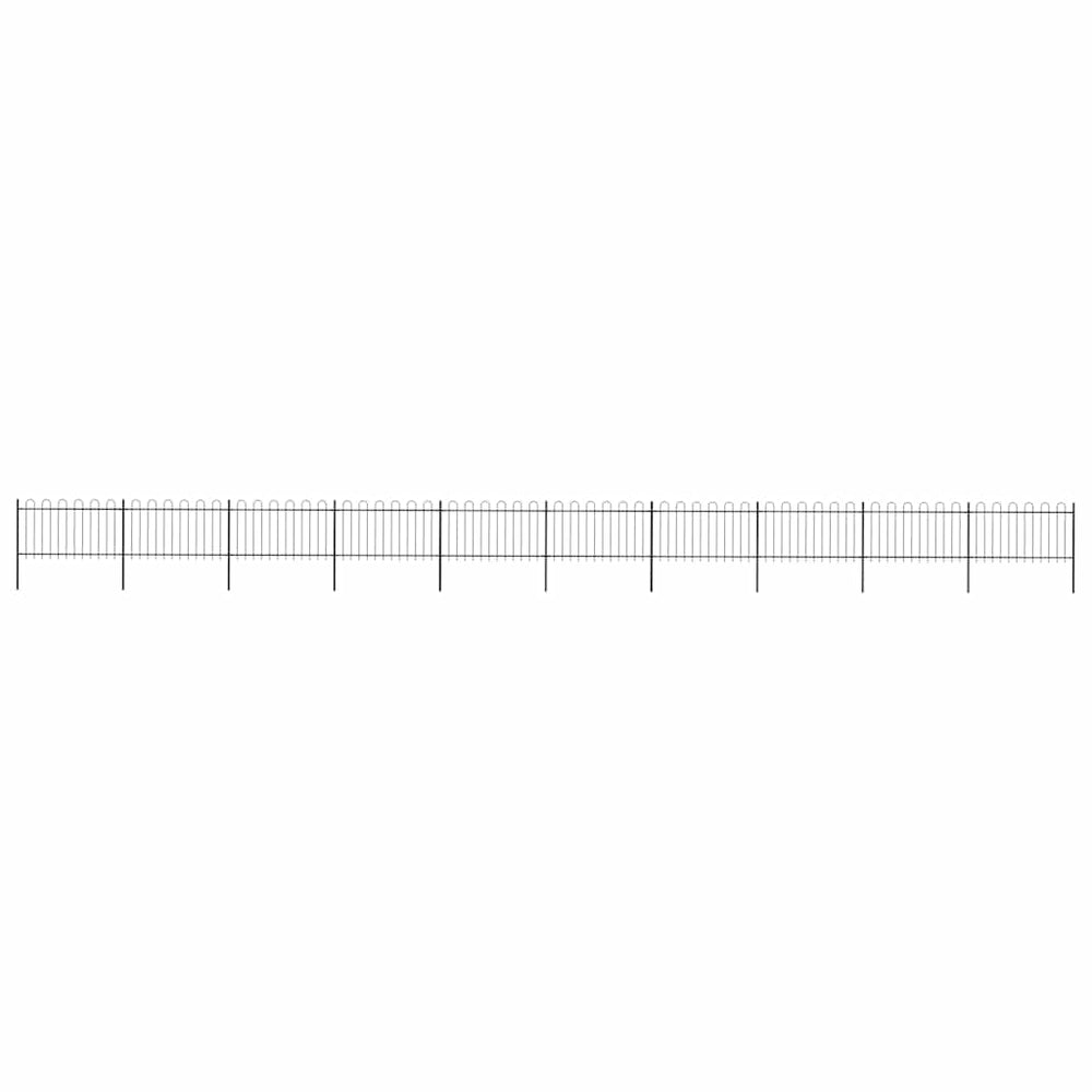 vidaXL Garden Fence with Round Top Steel 178.5 x 100 cm Black