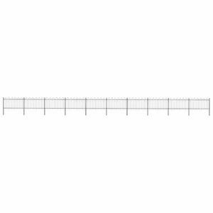 vidaXL Garden Fence with Round Top Steel 178.5 x 100 cm Black