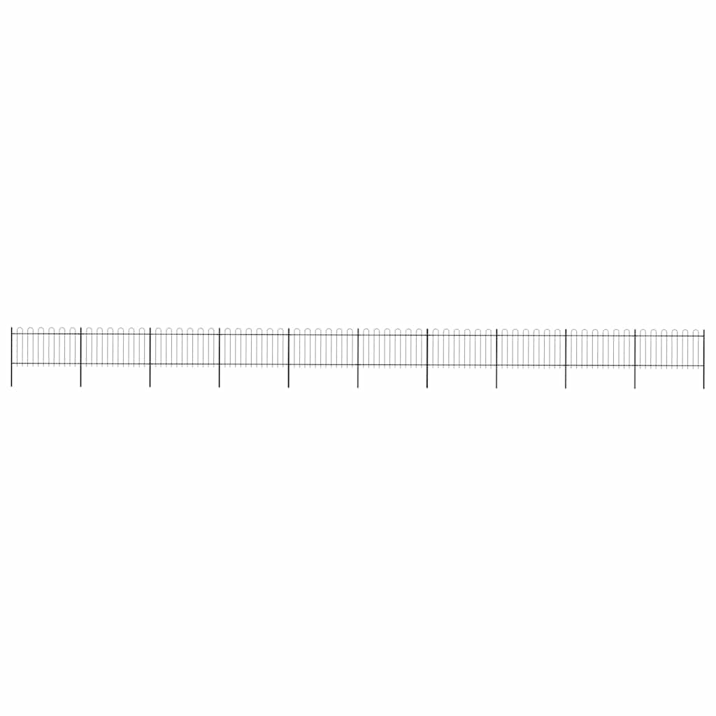 vidaXL Garden Fence with Round Top Steel 178.5 x 100 cm Black