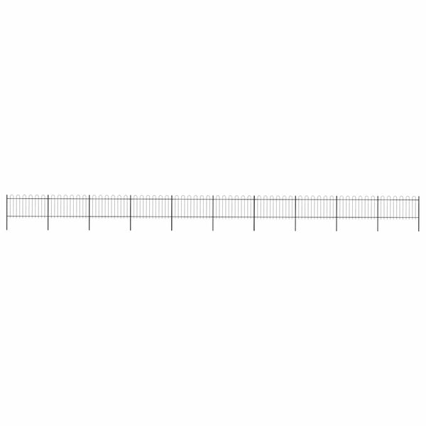 vidaXL Garden Fence with Round Top Steel 178.5 x 100 cm Black
