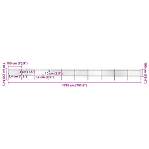 vidaXL Garden Fence with Round Top Steel 178.5 x 100 cm Black