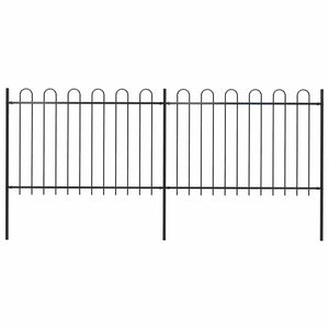 vidaXL Garden Fence with Arch Steel 359 x 120 cm Black