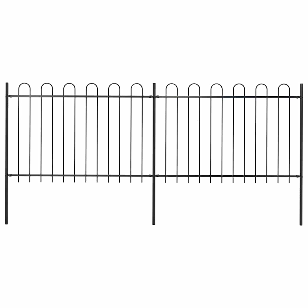 vidaXL Garden Fence with Arch Steel 359 x 120 cm Black