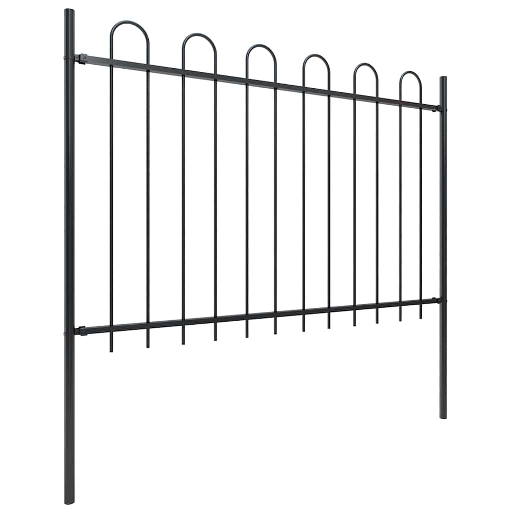 vidaXL Garden Fence with Arch Steel 359 x 120 cm Black