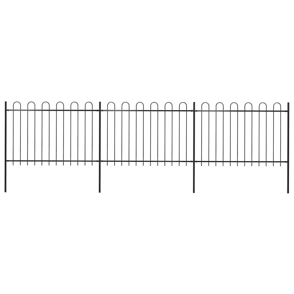 vidaXL Garden Fence with Arch Steel 537 x 120 cm Black