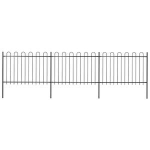 vidaXL Garden Fence with Arch Steel 537 x 120 cm Black