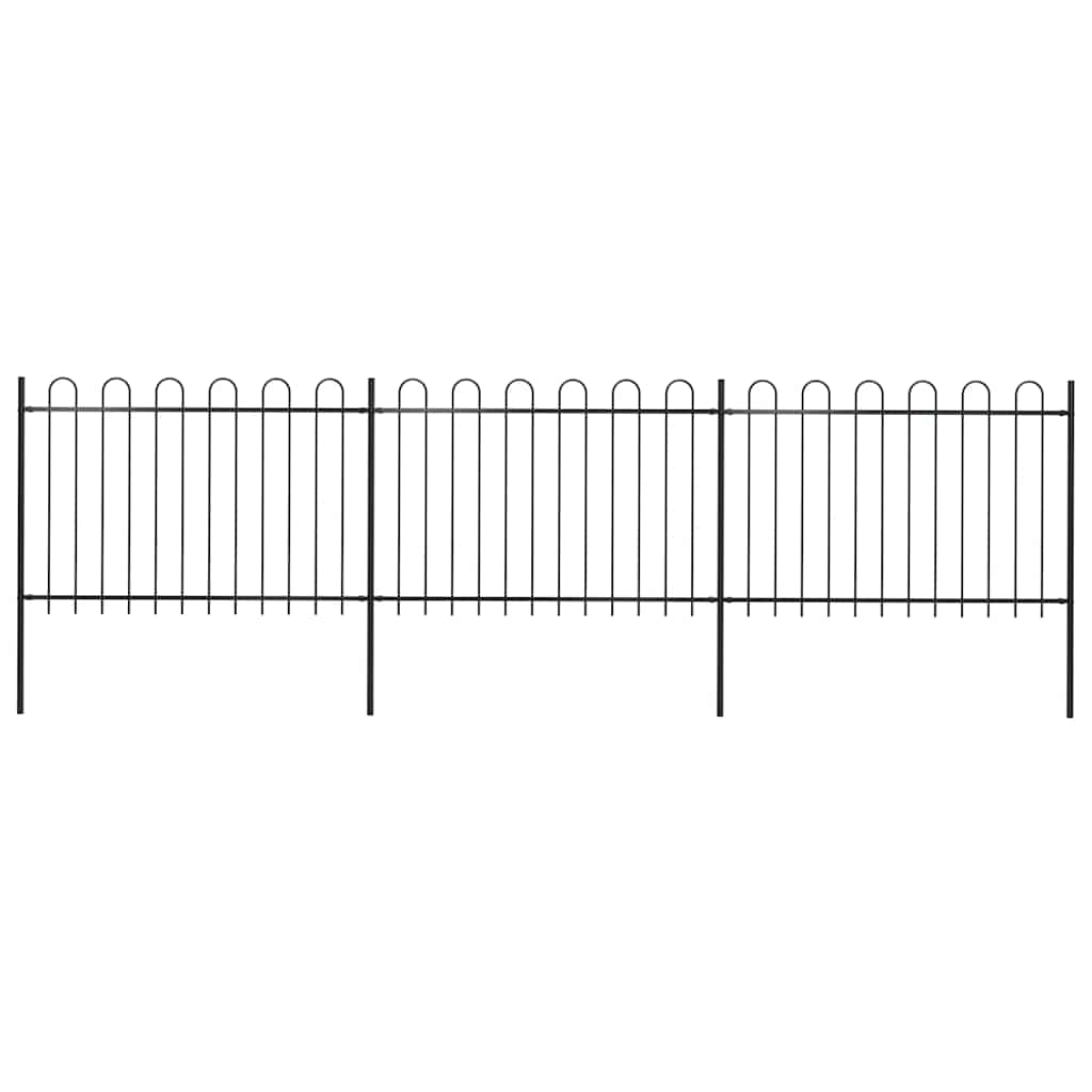 vidaXL Garden Fence with Arch Steel 537 x 120 cm Black