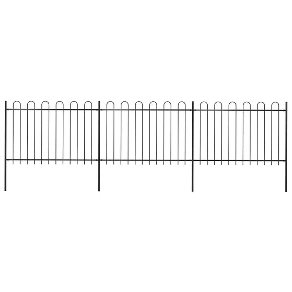 vidaXL Garden Fence with Arch Steel 537 x 120 cm Black
