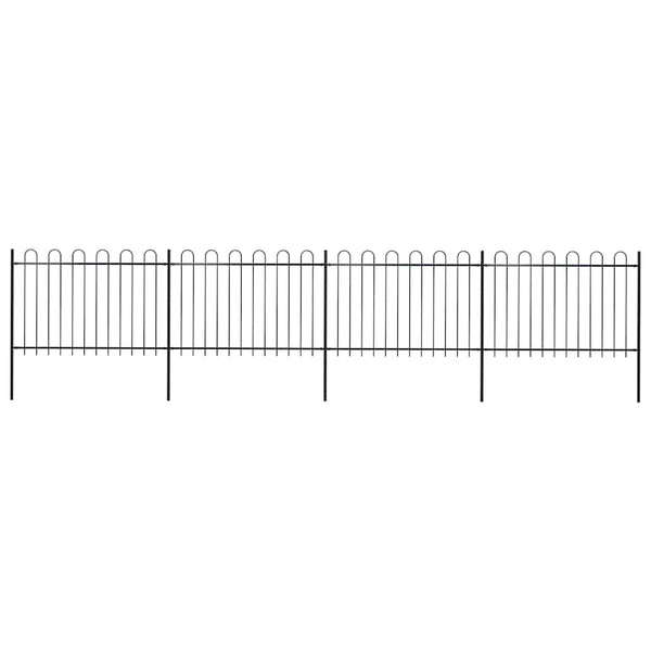 vidaXL Garden Fence with Arch Steel 714.5 x 120 cm Black