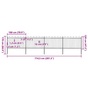 vidaXL Garden Fence with Arch Steel 714.5 x 120 cm Black
