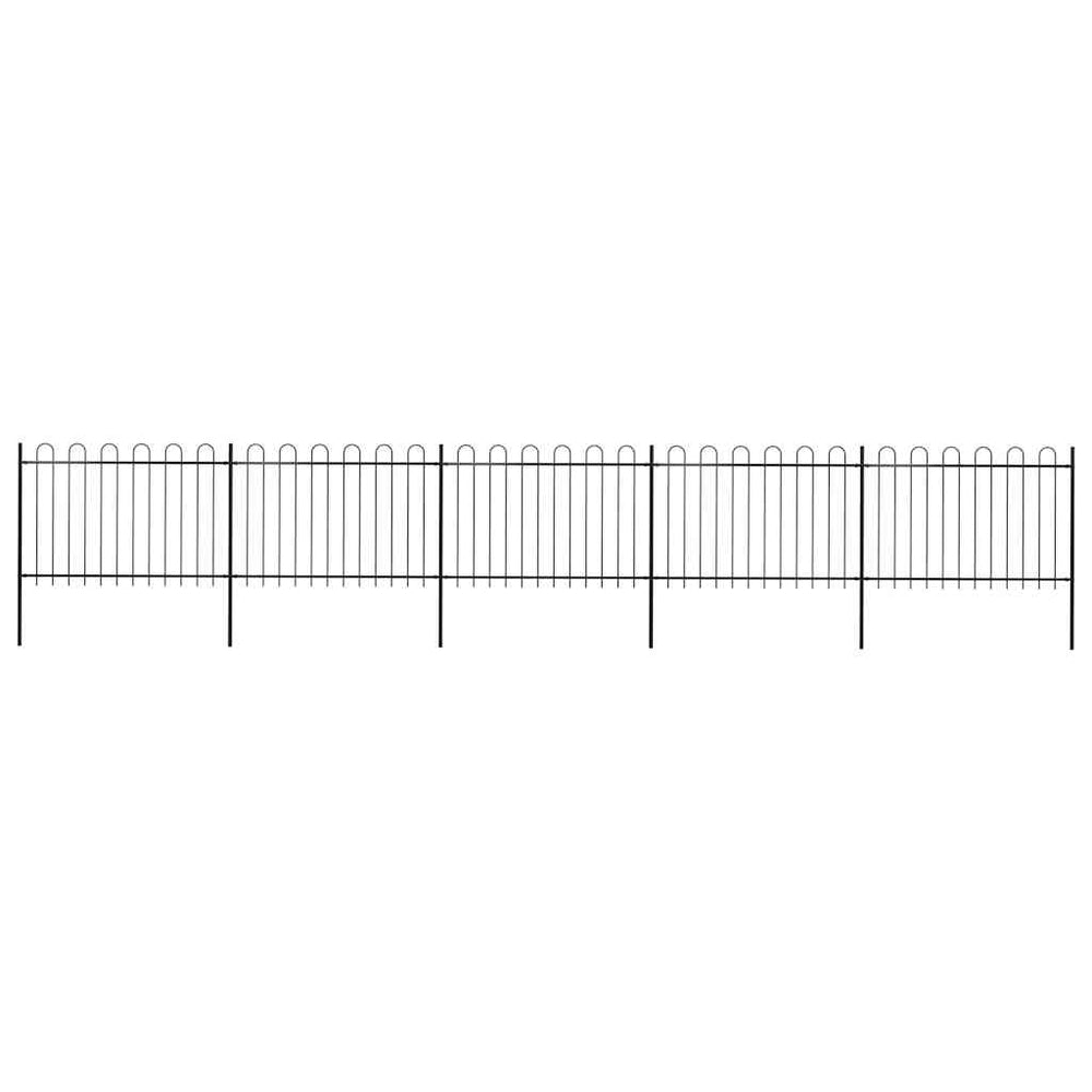 vidaXL Garden Fence with Arch Design Steel 8.5 x 1.2 m Black