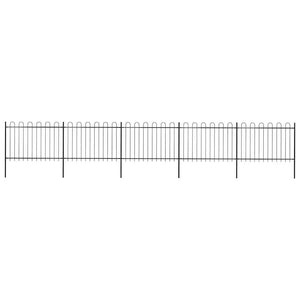 vidaXL Garden Fence with Arch Design Steel 8.5 x 1.2 m Black