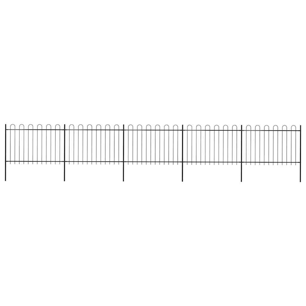 vidaXL Garden Fence with Arch Design Steel 8.5 x 1.2 m Black