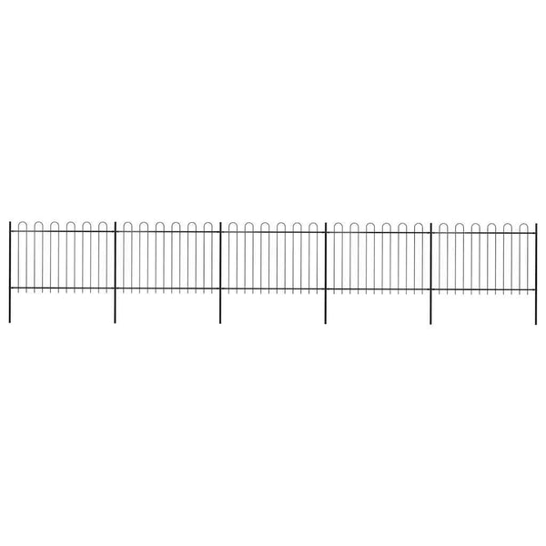 vidaXL Garden Fence with Arch Design Steel 8.5 x 1.2 m Black