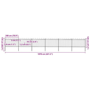 vidaXL Garden Fence with Arch Steel 1070 x 120 cm Black