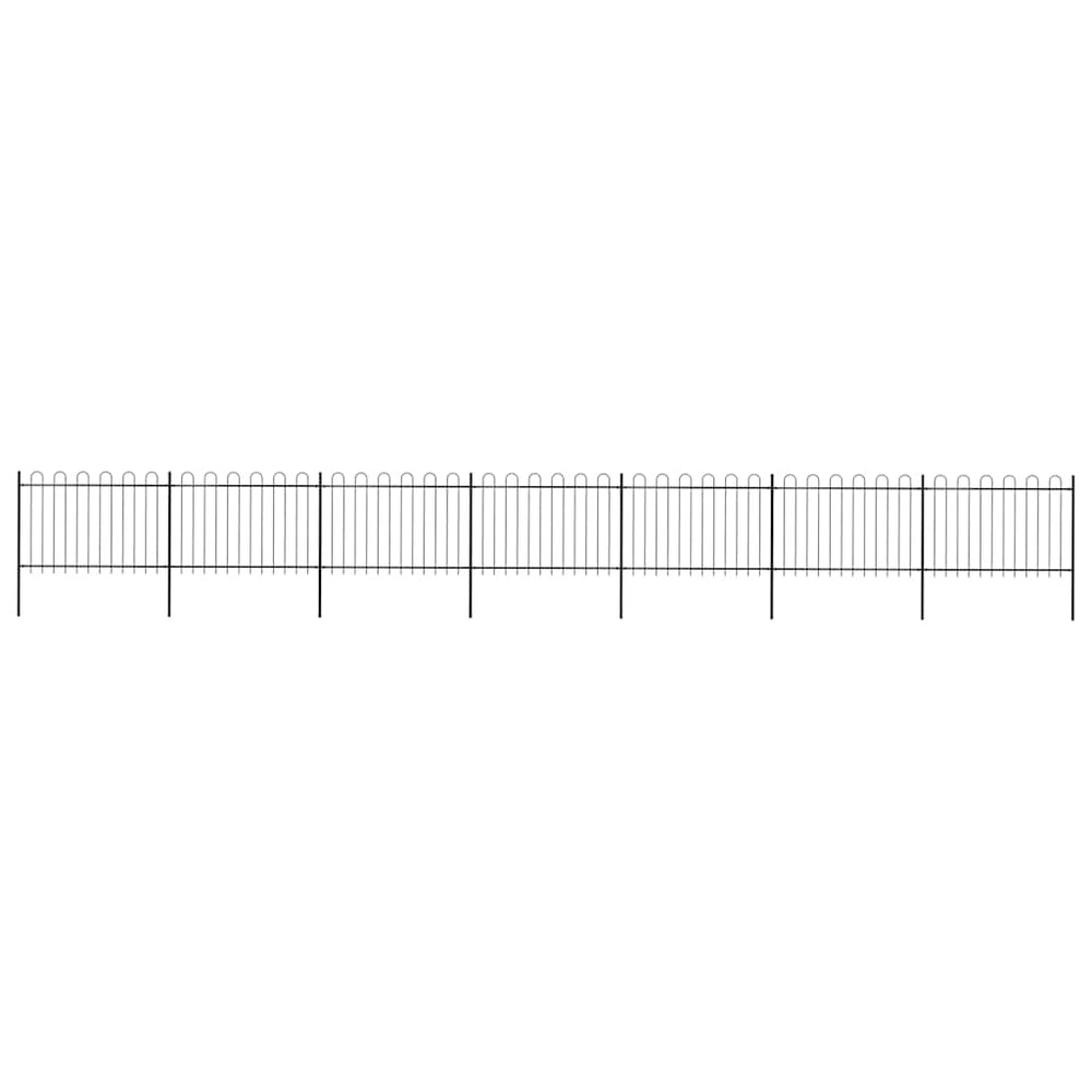 vidaXL Garden Fence with Round Arch Steel 1248 x 120 cm Black