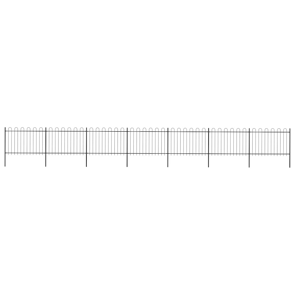 vidaXL Garden Fence with Round Arch Steel 1248 x 120 cm Black