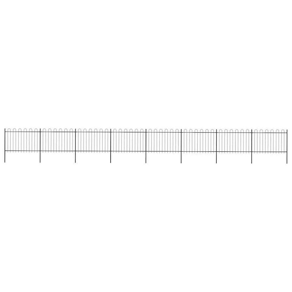 vidaXL Garden Fence with Arches Steel 1426 x 120 cm Black