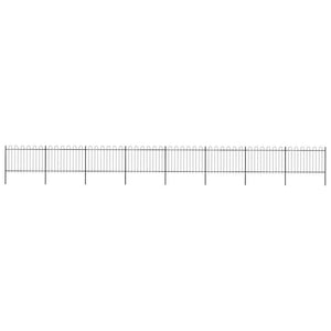 vidaXL Garden Fence with Arches Steel 1426 x 120 cm Black