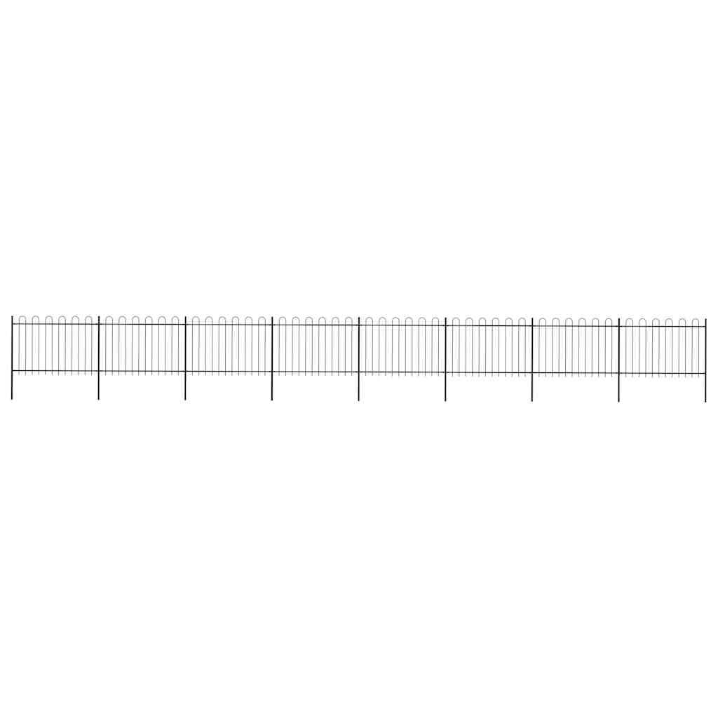 vidaXL Garden Fence with Arches Steel 1426 x 120 cm Black