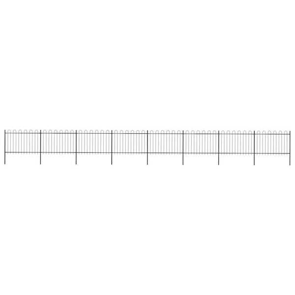 vidaXL Garden Fence with Arches Steel 1426 x 120 cm Black