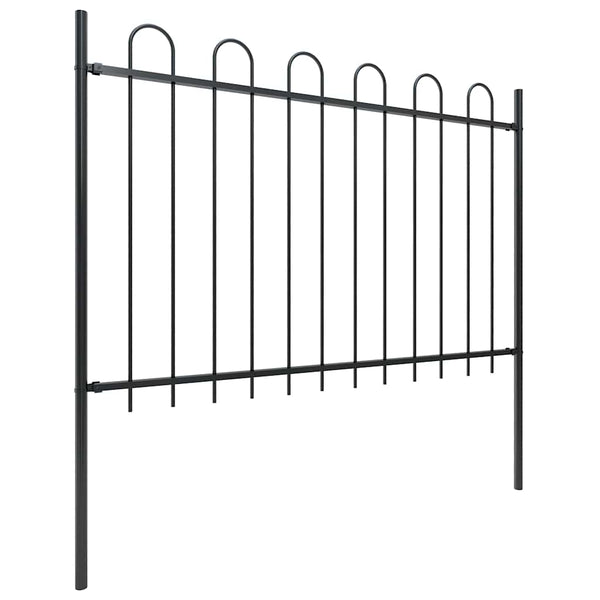 vidaXL Garden Fence with Arch Steel 1603.5 x 120 cm Black