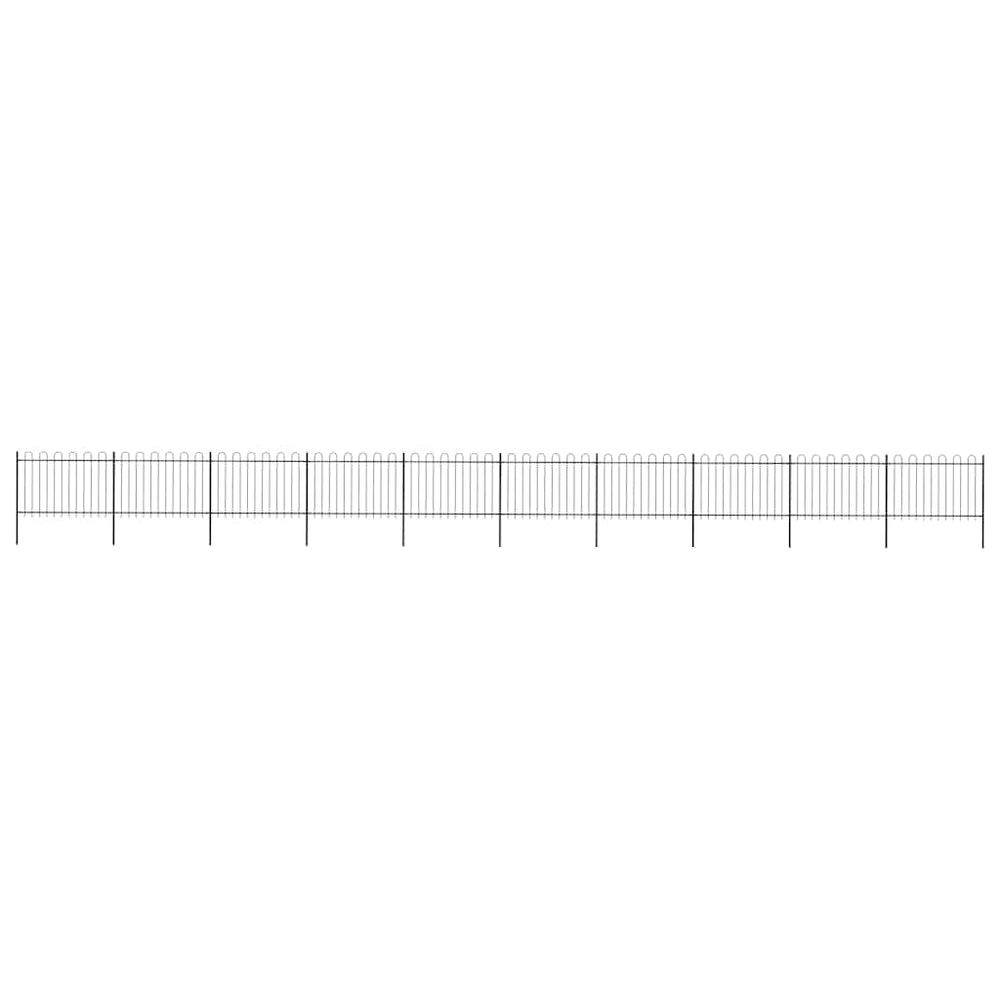 vidaXL Garden Fence with Round Arch Steel 178.5 x 120 cm Black