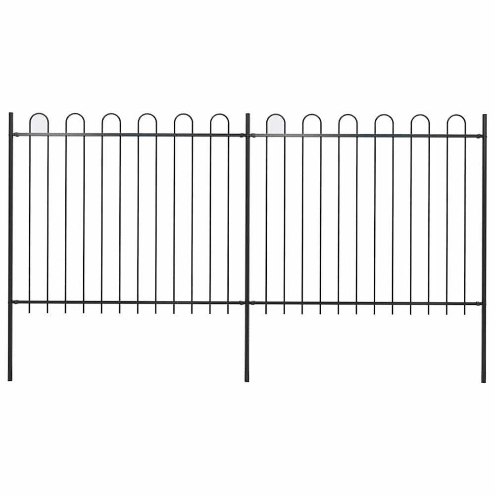 vidaXL Garden Gate with Round Top Steel 359 x 150 cm Black