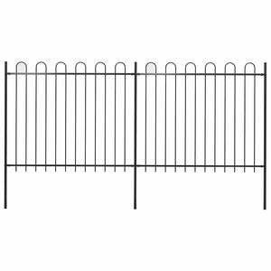 vidaXL Garden Gate with Round Top Steel 359 x 150 cm Black