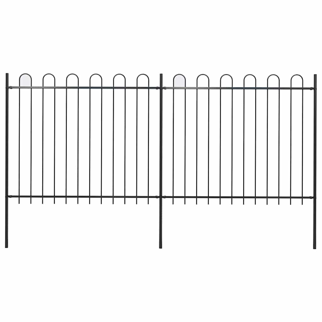 vidaXL Garden Gate with Round Top Steel 359 x 150 cm Black
