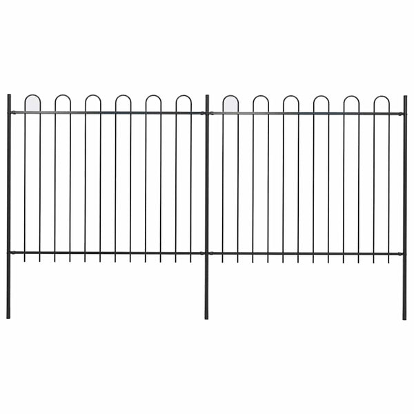 vidaXL Garden Gate with Round Top Steel 359 x 150 cm Black
