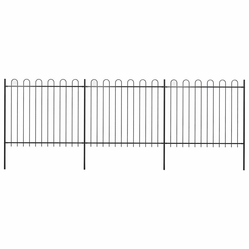 vidaXL Garden Fence with Arch Steel 537 x 150 cm Black