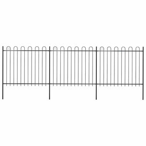 vidaXL Garden Fence with Arch Steel 537 x 150 cm Black