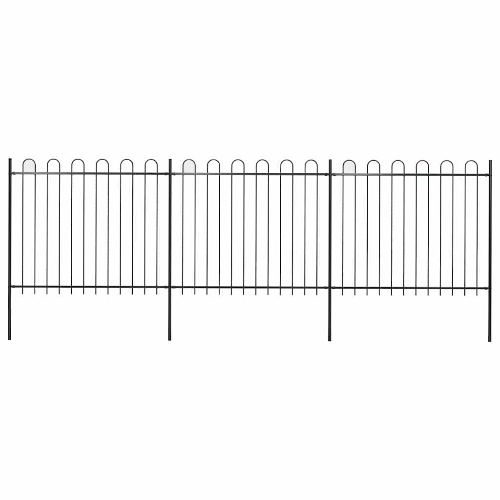 vidaXL Garden Fence with Arch Steel 537 x 150 cm Black