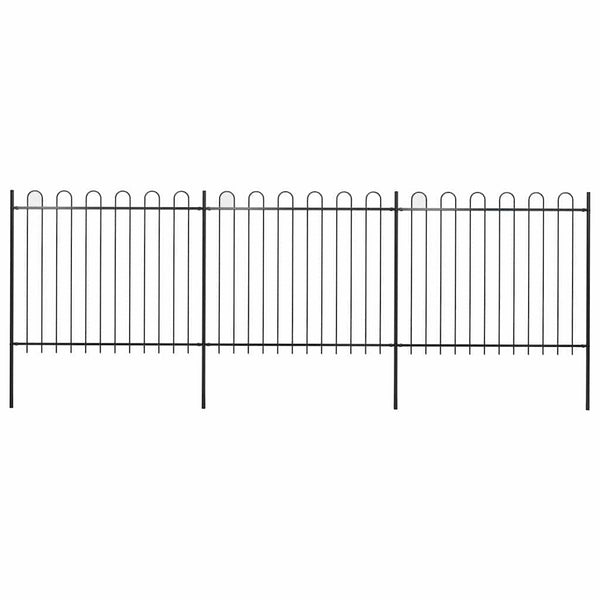 vidaXL Garden Fence with Arch Steel 537 x 150 cm Black